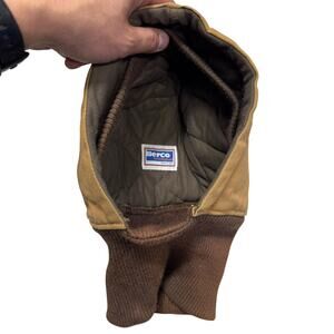 Berco Insulated Pullover Winter Hood Hat Hunting Brown Tan Canvas Turtleneck -NL